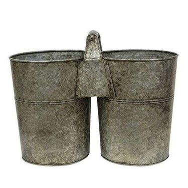 Galvanized Double Bucket With Handle - The Fox Decor